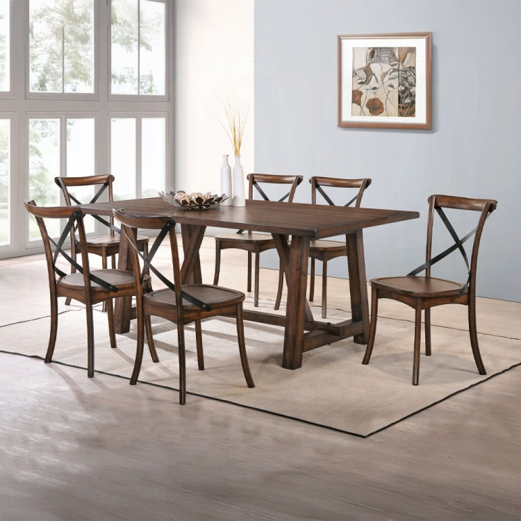 Dark Oak Finish Dining Side Chairs Set Of 2 Wooden Kitchen Furniture X Design Metal Accent Black