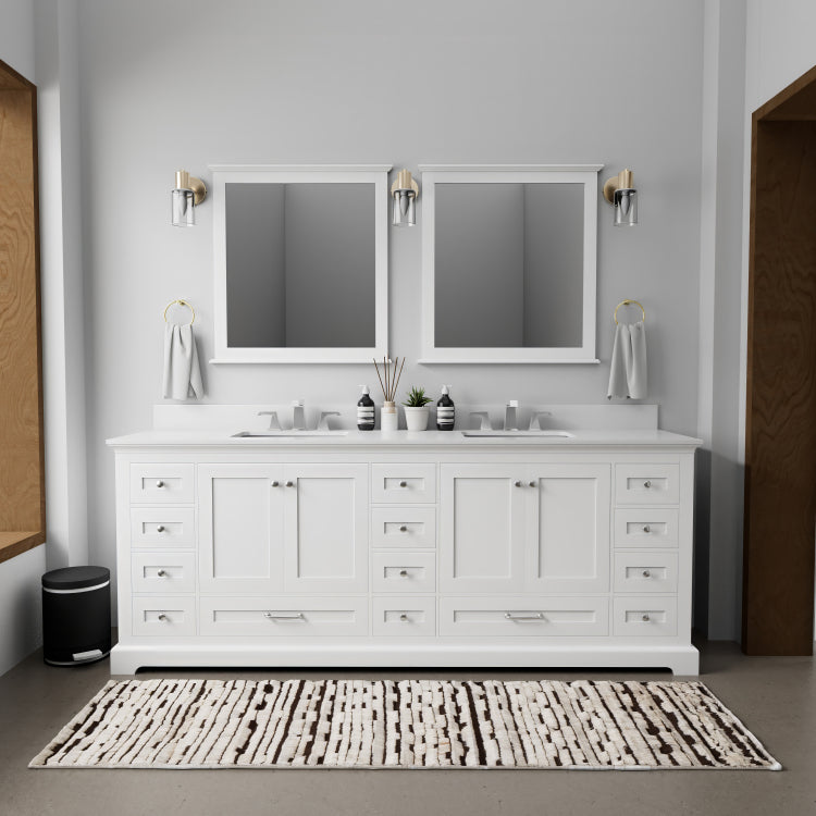 White Double Bath Vanity 84 In. W X 22 In. D, With Cultured Marble Top