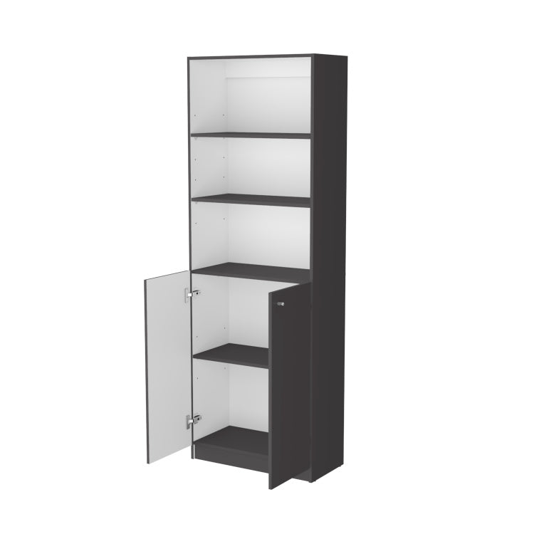 Sutton 2 Door Bookcase, Storage With Multi Level Shelves And Double Door Design