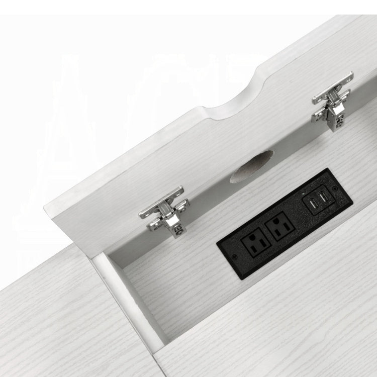 Natural And Black Writing Desk With Usb Port
