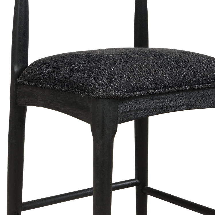 Counter Stool In Black Fabric Set Of 2