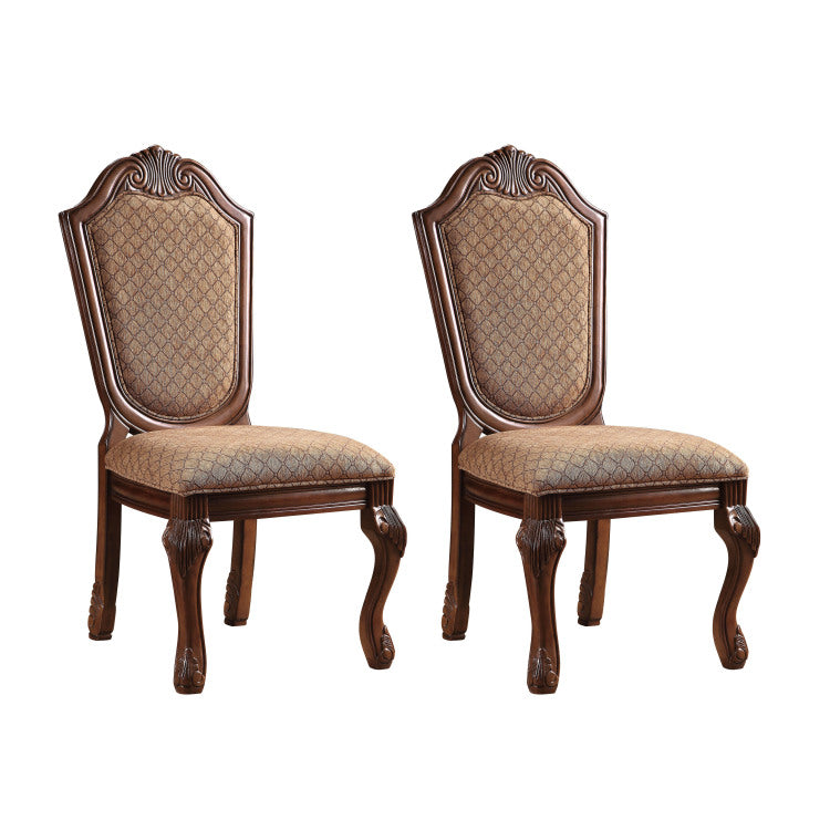 Beige And Cherry Solid Back Side Chairs Set Of 2
