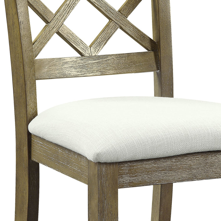 Karsen Beige Linen & Rustic Oak Finish Side Chair Set Of 2