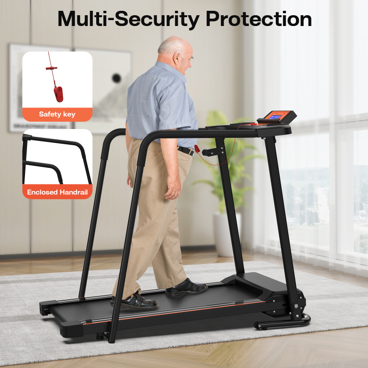 Walking Treadmills For Home, Extended Handrails For Recovery Fitness, Portable Foldable Treadmill For Seniors With Optional App Control, 300 Lbs Capacity