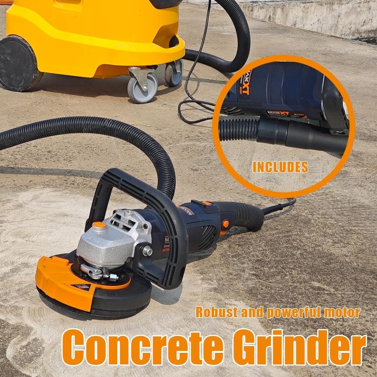 5 Inch Concrete Surfacing Grinder, 1500W 14A Motor, 7 Adjustable Speed Angle Grinder Kit With Diamond Disc, Removable Guard, Concrete Sander For Polishing And Grinder Stone Cement Marble Granite