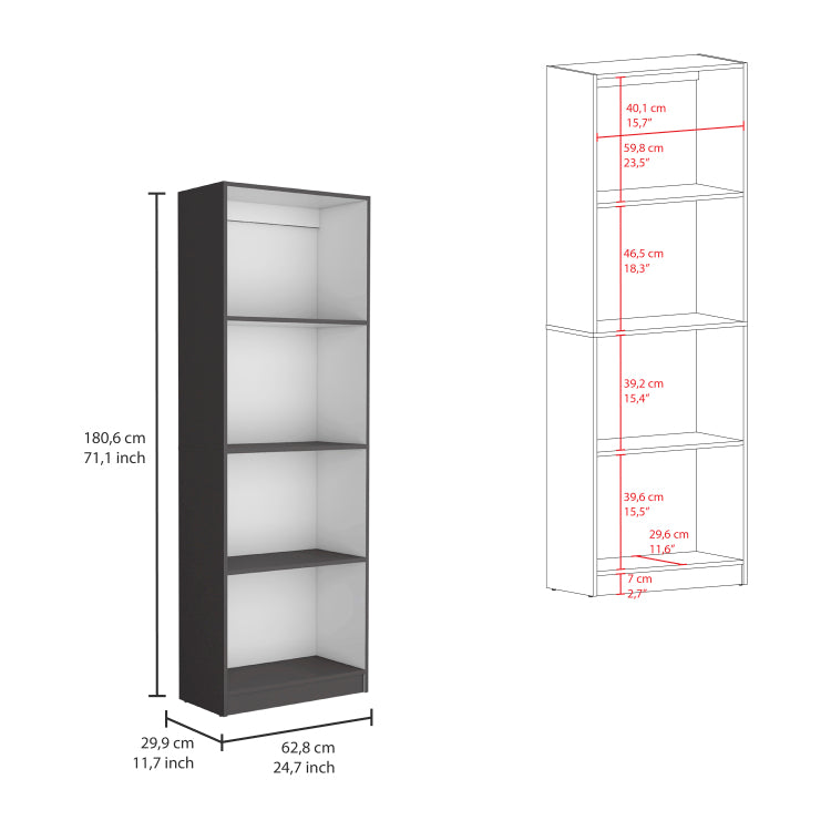 2 Piece Bookcase Living Room Set, Storage Cabinet, 49" Wide And 9 Shelves Matt Gray White