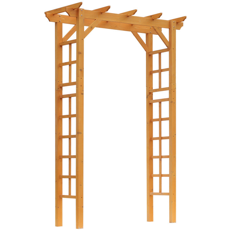 Outsunny 85" Wooden Garden Arbor For Wedding And Ceremony, Outdoor Garden Arch Trellis For Climbing Vines Orange