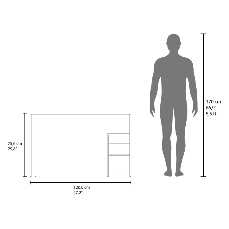 Sanders Computer Desk In Melamine With Open Storage, Natural Oak