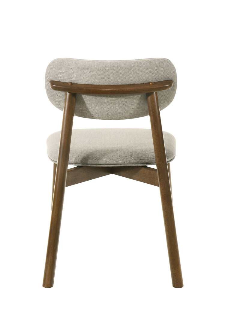 Mid Century Modern Style 2Pc Side Chair Upholstered Polyester Walnut And Beige Finish Dining Room