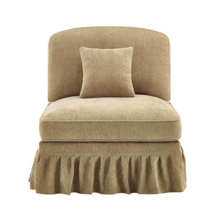 Armless Sofa Chenille W 1 Pillow Light Coffee