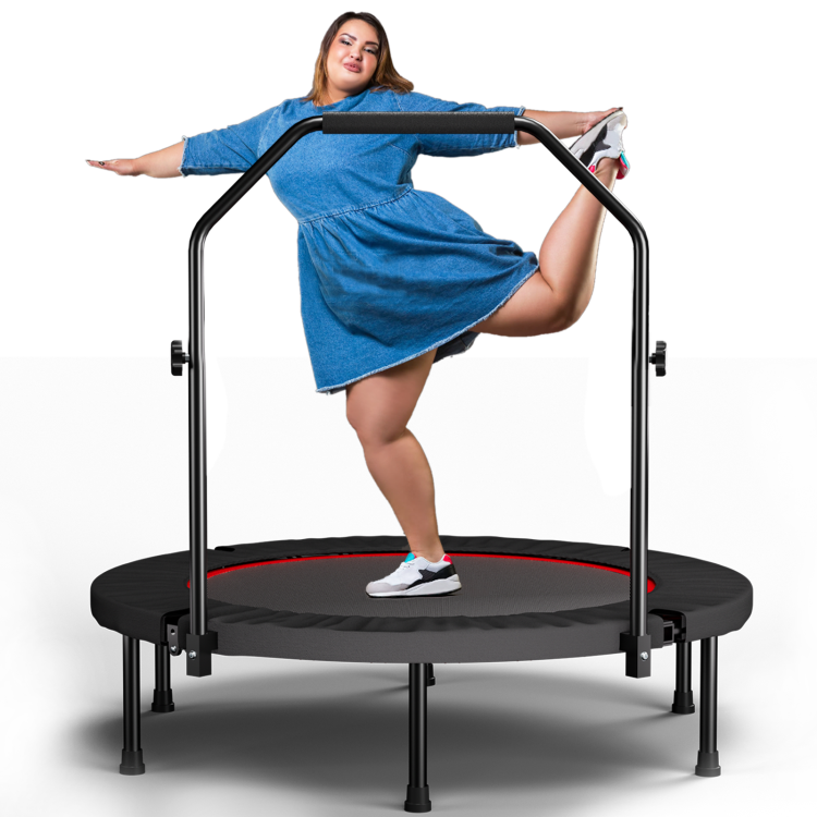 Yc 40Inch Foldable Trampoline With Handle Premium Elastic Black