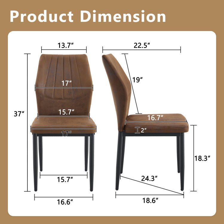 Set Of 4 Brown And Black Dining Chairs With Shell Pattern, 37 Inches High: Ergonomic Tech Fabric Backrest, Combines Comfort And Style