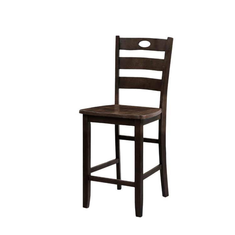 Transitional Style Espresso Finish 5Pc Dining Table Set 1X Square Counter Height Dining Table 4X Slat Back Chairs Dining Room