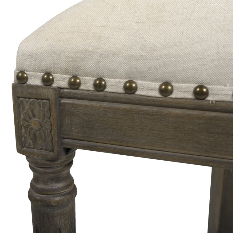 Paris 26.5" Farmhouse Counter Height Bar Stool With Backrest, Light Beige Linen