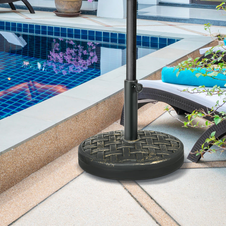 Outsunny 18" Patio Umbrella Base, 40 Lbs. Concrete Heavy Duty Umbrella Stand With Metal Umbrella Holder For 1.5" Or 2" Umbrella Poles, Round Market Umbrella Stand For Outdoor, Lawn, Poolside, Bronze