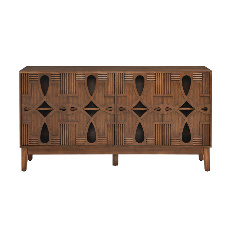 60.5" Mid Century Modern Sideboard Buffet Cabinet With Storage, Tv Media Console Table, Storage Cabinet With 4 Doors & Adjustable Shelves For Kitchen Dining Living Room Entryway, Walnut