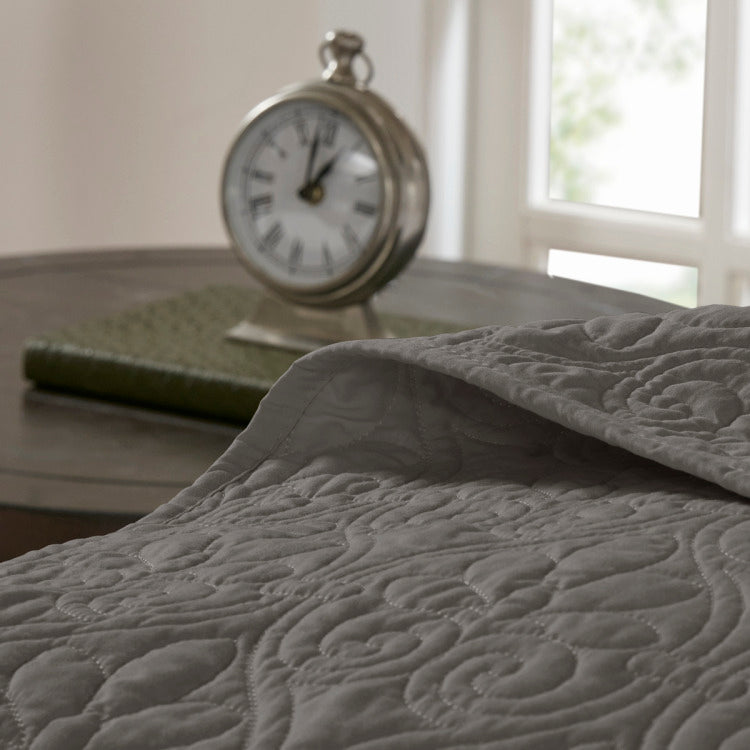 Reversible Bedspread Set Dark Grey Queen