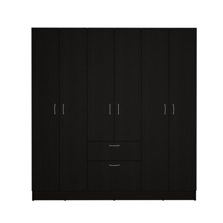 Guajira Six Door Armoire, Three Cabinets , Hidden Drawer Shoes