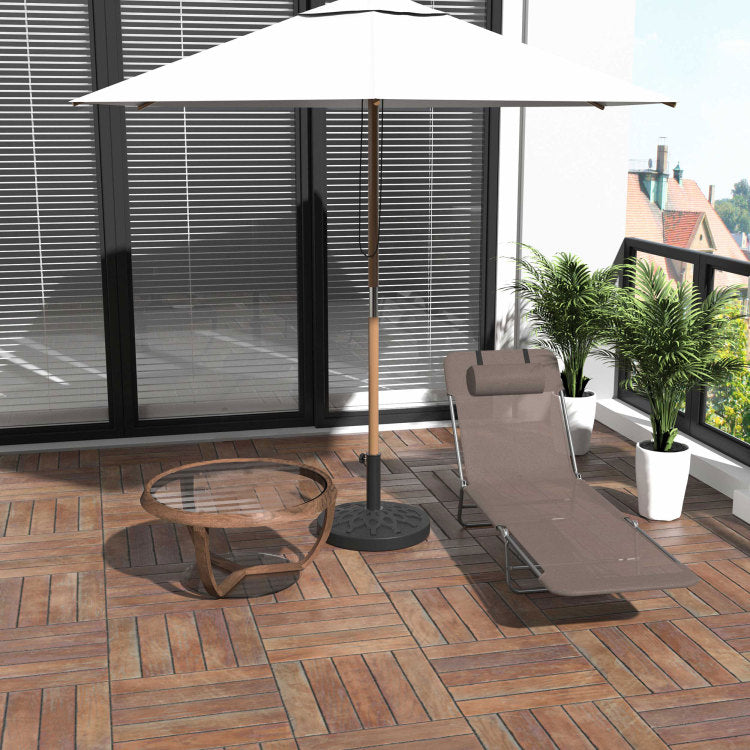 Outsunny Folding Chaise Lounge Chair, Pool Sun Tanning Chair, Outdoor Lounge Chair With 5 Position Reclining Back, Mesh Seat, Headrest For Beach, Yard, Patio, Brown