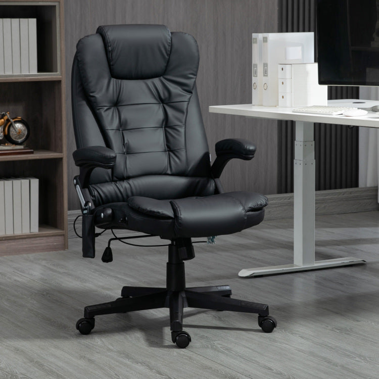 Homcom High Back Vibration Massage Chair, Heating Office Chair, Black