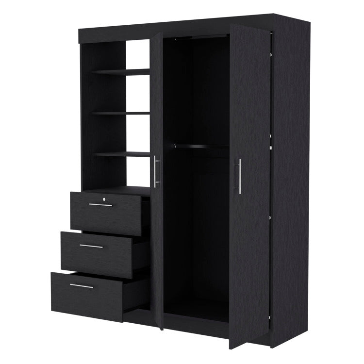 Tempe 3 Drawers Armoire, 3 Tier Shelf, 2 Door