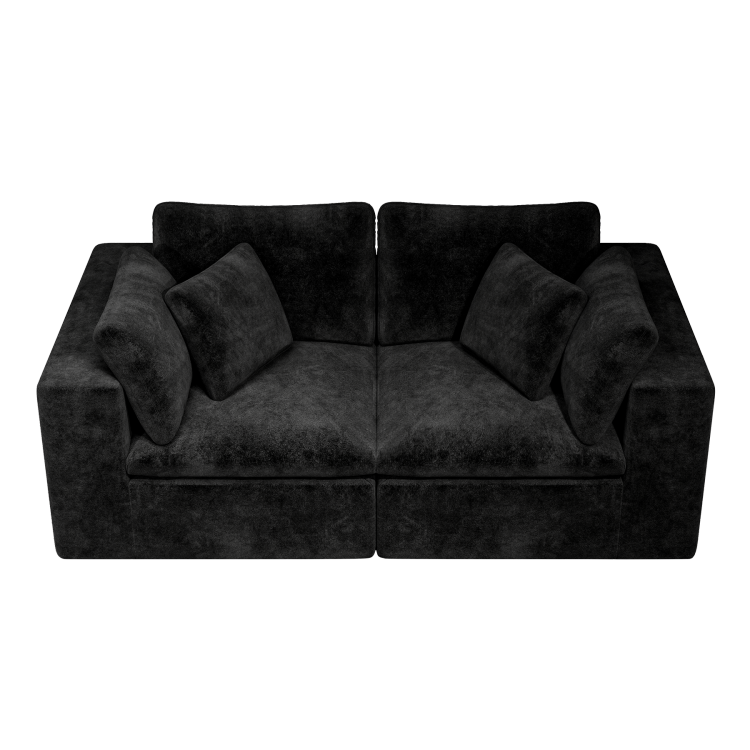 78.8*39.4"Modular Sectional Sofa Seat,Upholstered Compressed Couch For Living Room,Bedroom,Apartment,No Assembly Required,2Pc Free Combination,Plush Corduroy Fabric,Black