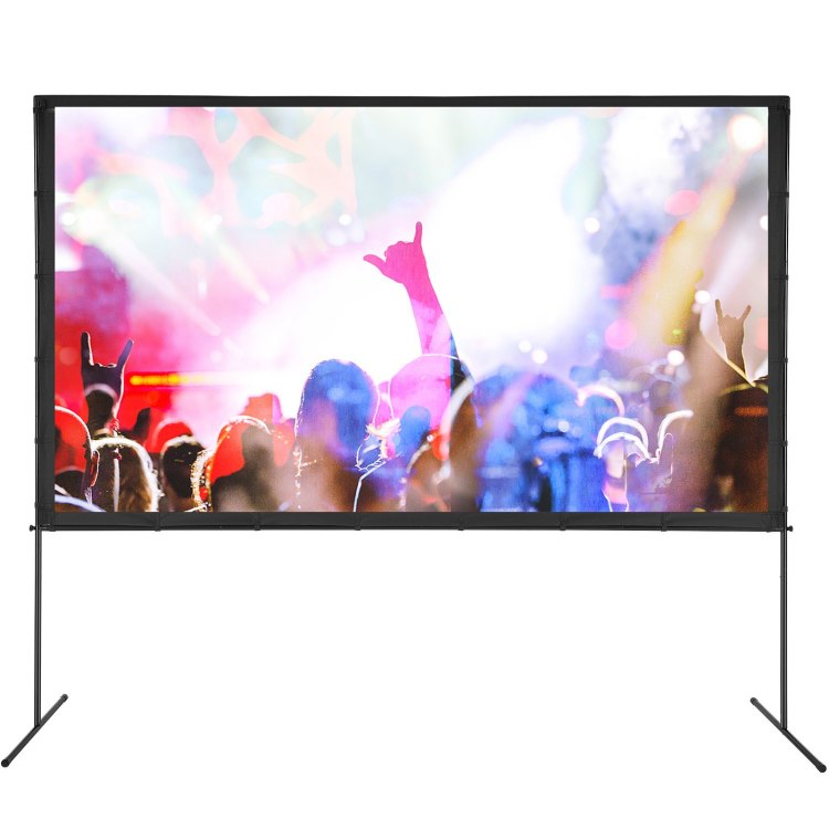 Projector Screen With Stand, 120 Inch 16:9 4K 1080 Hd Outdoor Movie Screen With Stand, Wrinkle Free Projection Screen With Bar Feet And Carry Bag, For Home Theater Cinema Backyard Movie Night