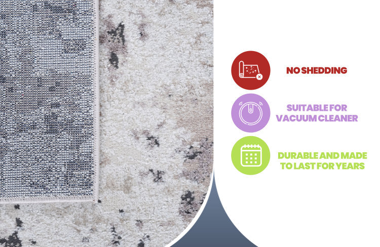 Loom & Luxe Collection 5X7 Cream Brown Abstract Non Shedding Living Room Bedroom Dining Home Office Stylish And Stain Resistant Area Rug