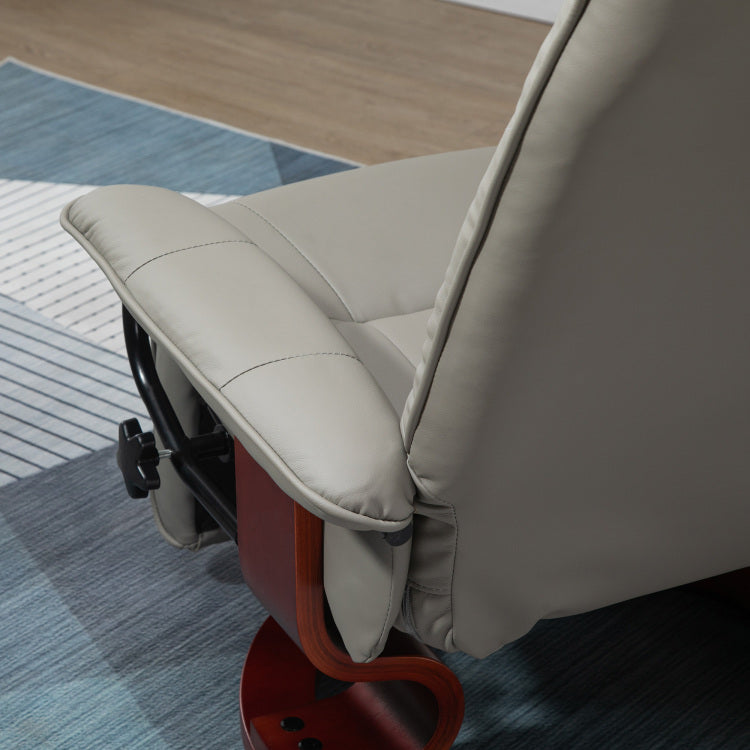 Homcom Faux Leather Manual Recliner With Swivel Wood Base Padded Armrest
