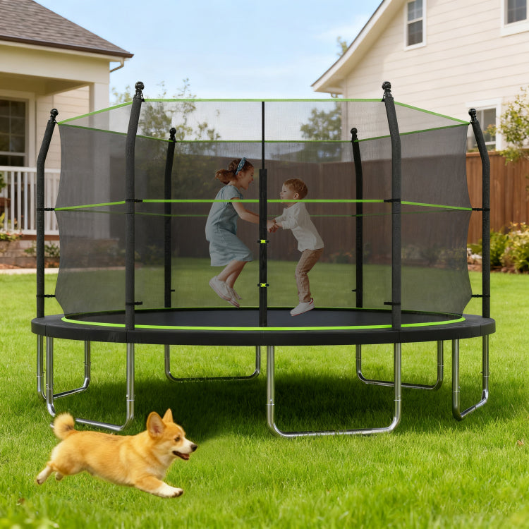 14Ft Trampoline With Ladder And Enclosure Net For Kids And Adults, Heavy Duty 14' Outdoor Trampoline For Backyard