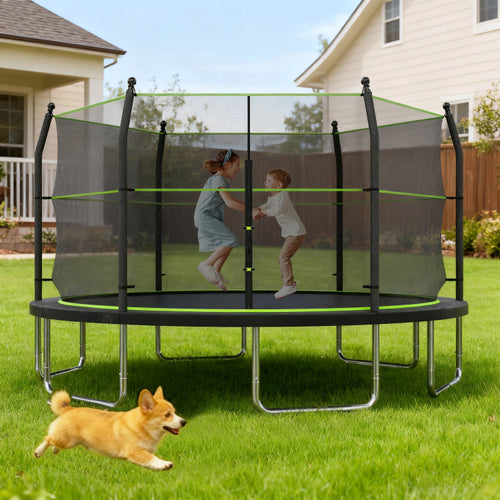 14Ft Trampoline With Ladder And Enclosure Net For Kids And Adults, Heavy Duty 14' Outdoor Trampoline For Backyard