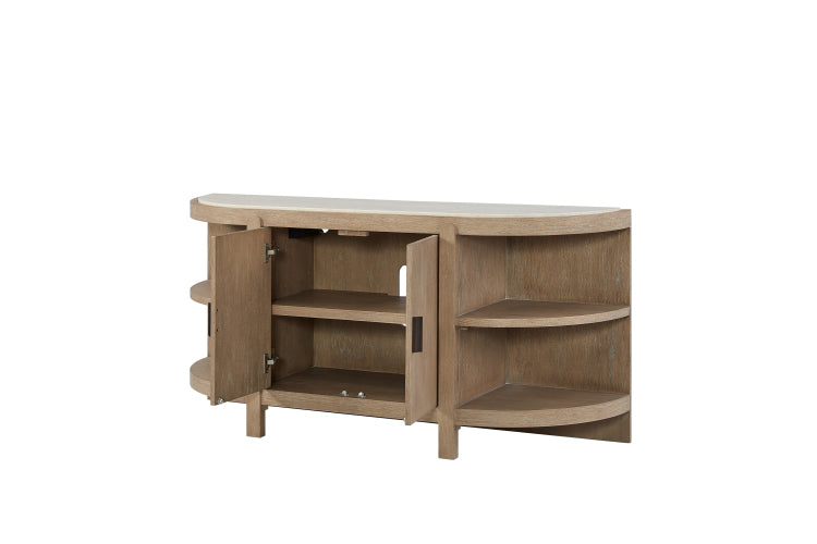 Curved 2 Door Console Table W Marble Top