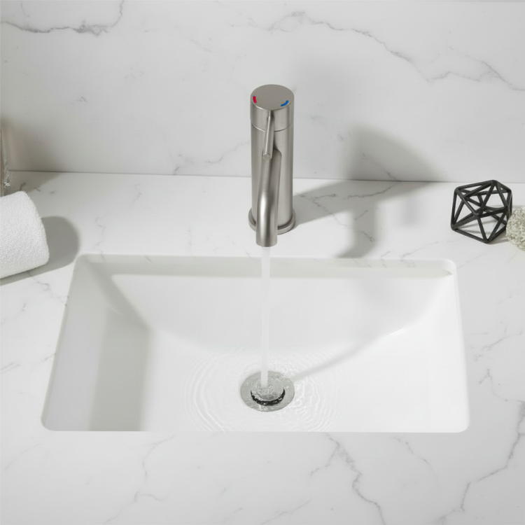 Single Handle Bathroom Faucet Lavatory Faucet Stainless Steel Single Hole T10, Brushed Nickel