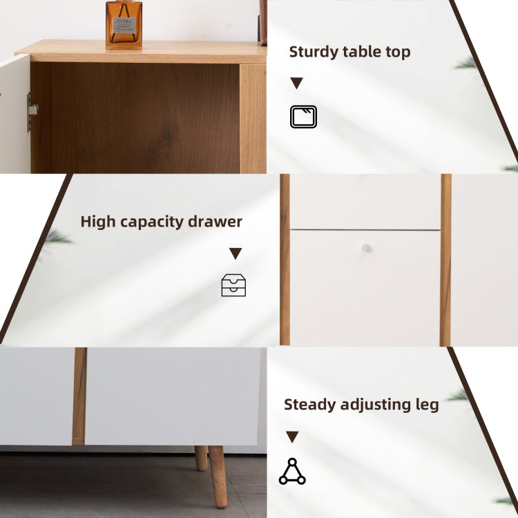 Sideboard Buffet Cabinet With 3 Drawers & 2 Doors,47.24"Buffet Cabinet With Adjustable Shelves For For Living Room Dining Room Hallway,Kitchen