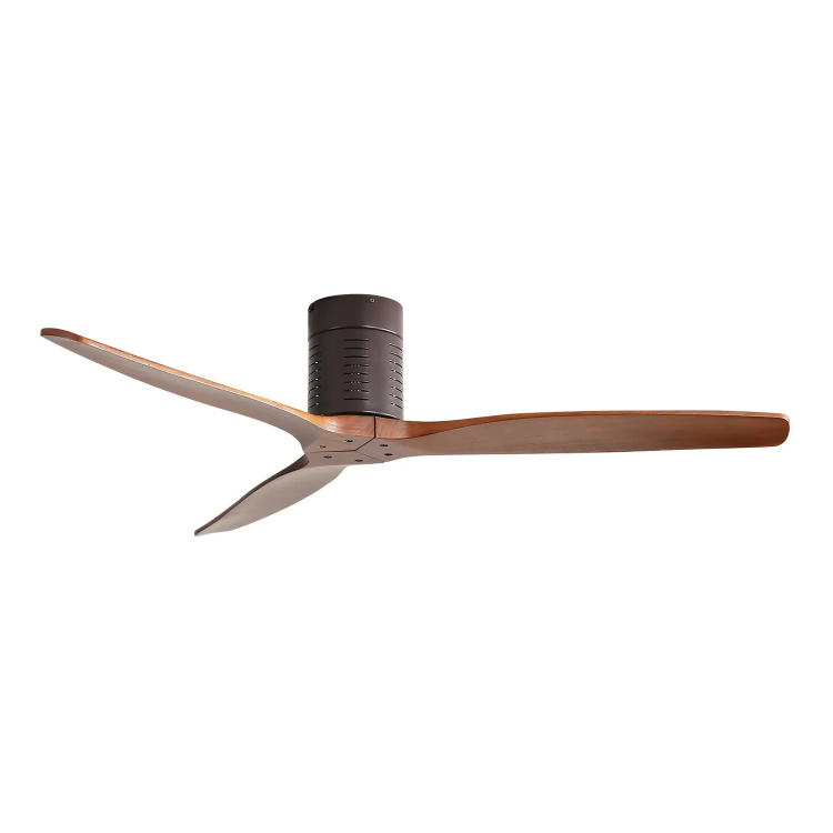 52 Inch Flush Mount With Remote Control, 3 Reversible Wood Blades Noiseless Dc Motor Without Light