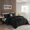 4 Piece Full Queen Plush To Sherpa Down Alternative Comforter Set,Black Black