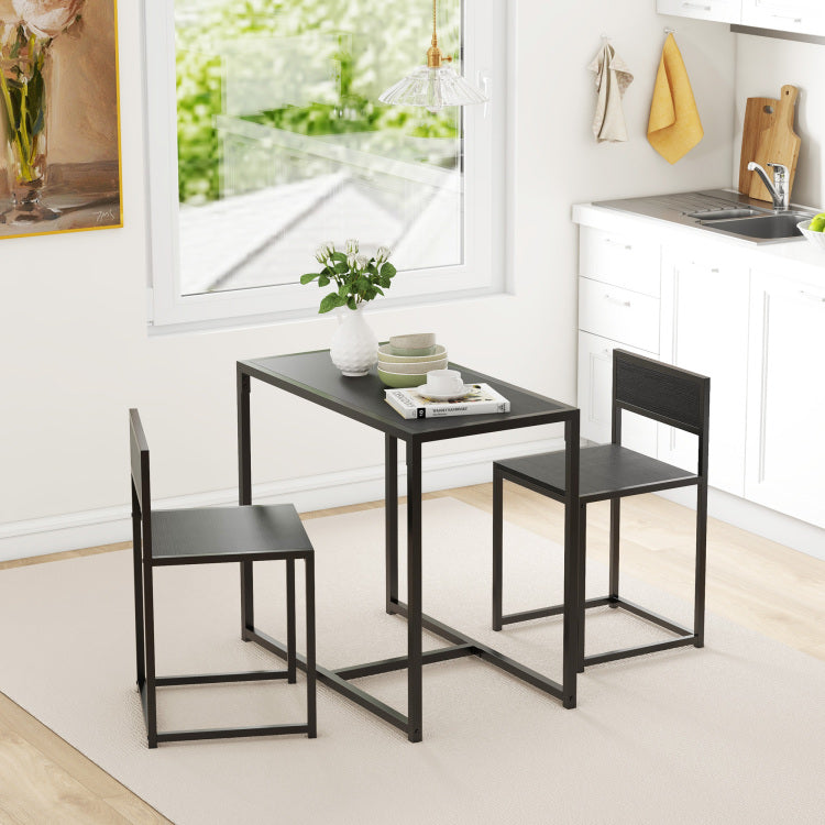 Homcom 3 Piece Industrial Dining Table Set For 2, Kitchen Table And Chairs, Dining Room Sets For Small Spaces, Black