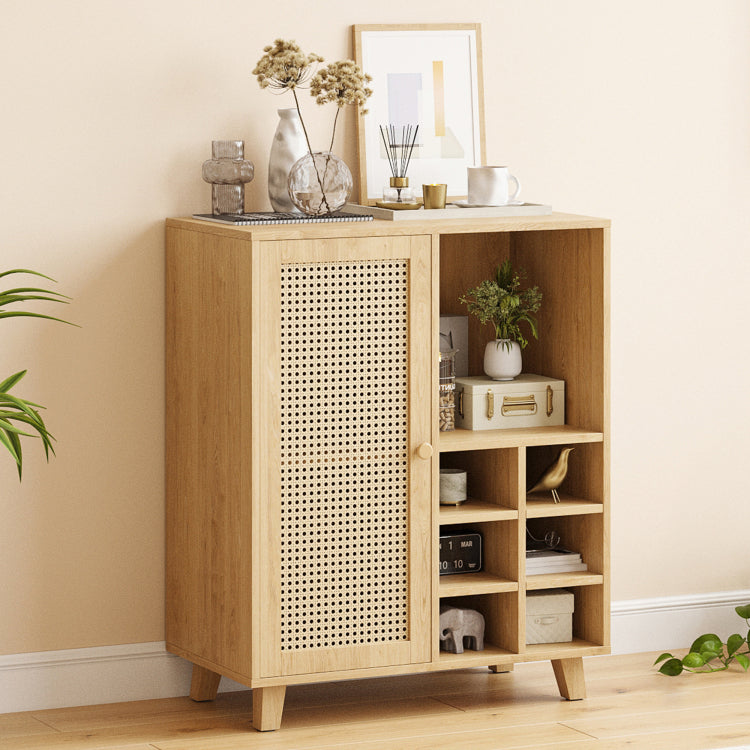 Sideboard Cabinet With Storage, 34 Inch Wine Bar Cabinet With Wine Racks, Buffet Cabinets For Home, Living Room