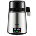 1.1 Gal Water Distiller, 0.3 Gal H, 750W Distilled Water Maker Machine 0 99H Timing Set Temp Display, 304 Stainless Steel Countertop Distiller Glass Carafe Cleaning Powder 3 Carbon Packs, Silver