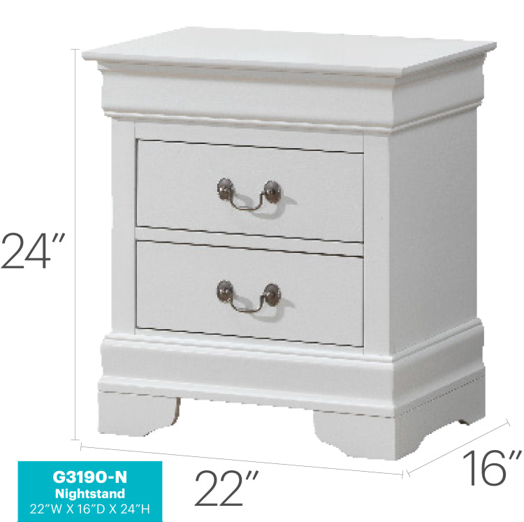 Louis Phillipe Timeless White Traditional Nightstand