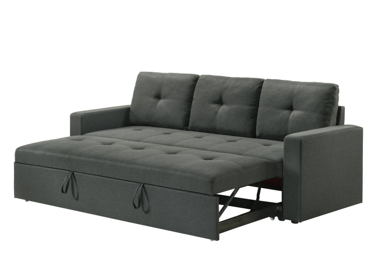 Burleigh 83.5"W Dark Gray Fabric Sleeper Sofa With Tufted Cushions