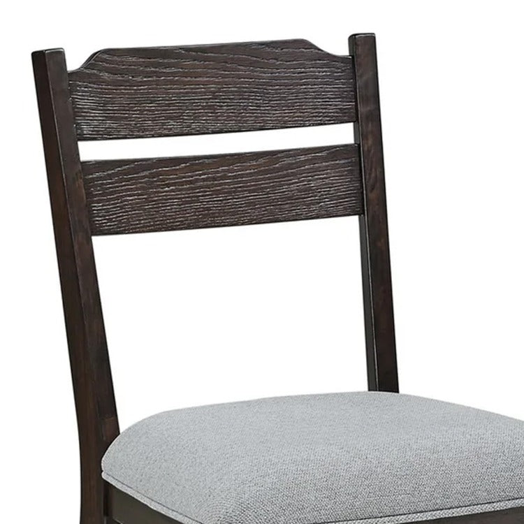 Hiun Dining Chair Set Of 2, Dove Gray Seat, Oak Brown Wood Frame