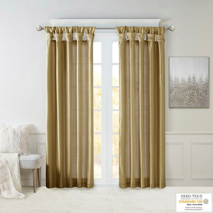 Twist Tab Lined Window Curtain Panel Bronze 50X95"