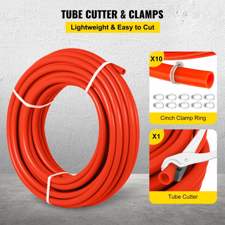 1000Ft Pex Tubing Pipe 1 2" Pex Tubing Oxygen Barrier Radiant Floor Pex Pipe Radiant Heat Floor Heating Plumbing Cold And Hot Water Tubing