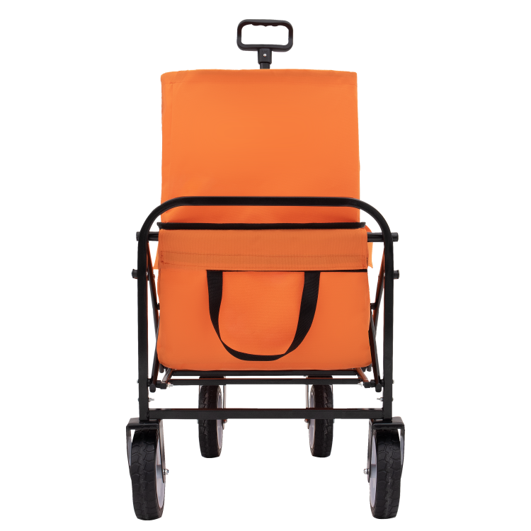 Minimeetall Strap Collapsible Foldable Wagon Cart Beach Wagon Heavy Duty Utility Cart Utility Wagon Grocery Cart For For Camping Shopping Sports Gardeing Fishing Supports 225Lbs Orange