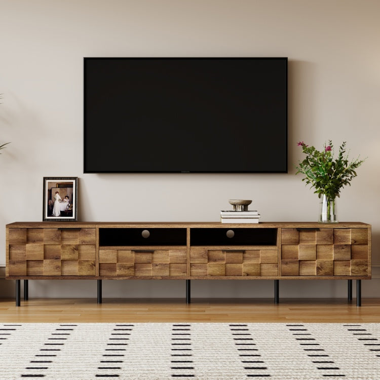 Mid Century Tv Stand With 2 Drawers, Media Console Table For Tvs Up To 85'', Entertainment Center With Storage For Living Room, Bedroom, Home Theatre