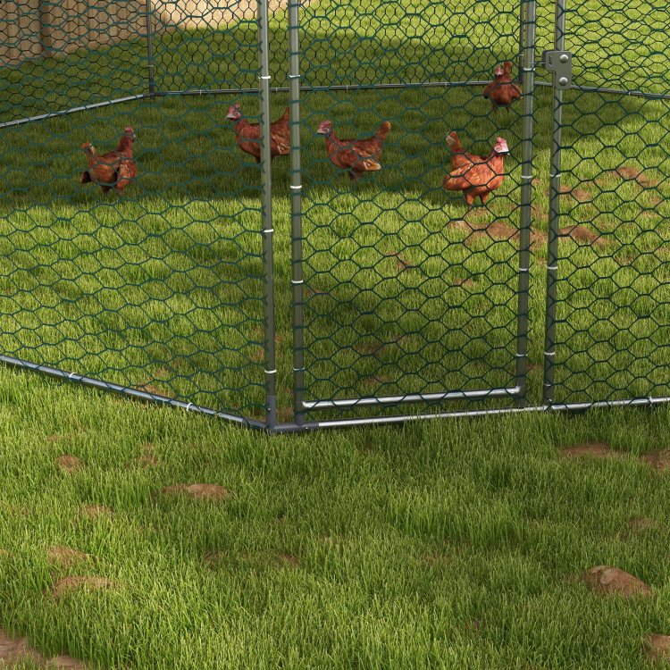 Pawhut Large Metal Chicken Coop Chicken Run For Chicken, Ducks And Rabbits With Waterproof And Anti Uv Cover, Walk In Poultry Cage Hen House For Outdoor And Yard Farm Use, 17' X 15.7' X 9'