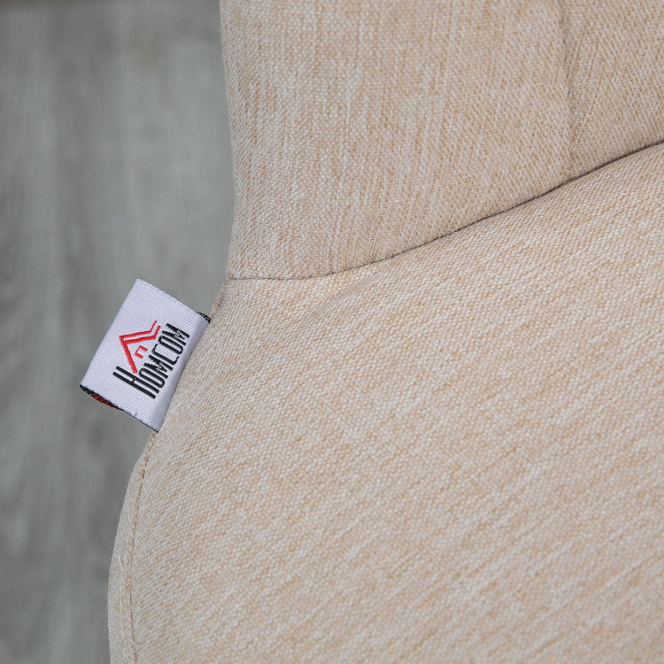 Homcom Adjustable Swivel Bar Stools Set Of 2, Linen Touch Fabric, Beige