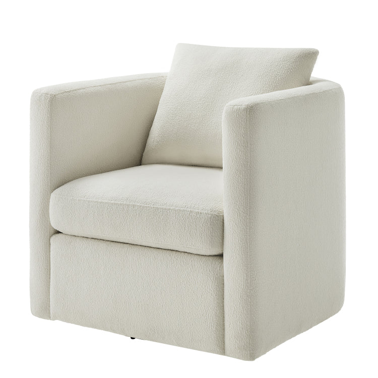 Sutton Ivory Performance Fabric Swivel Barrel Chair