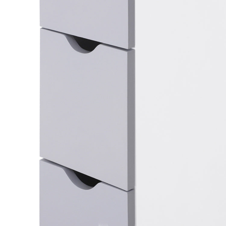 Homcom 54" Tall Bathroom Storage Cabinet, Freestanding Linen Tower With 2 Tier Shelf And Drawers, Narrow Side Floor Organizer, White